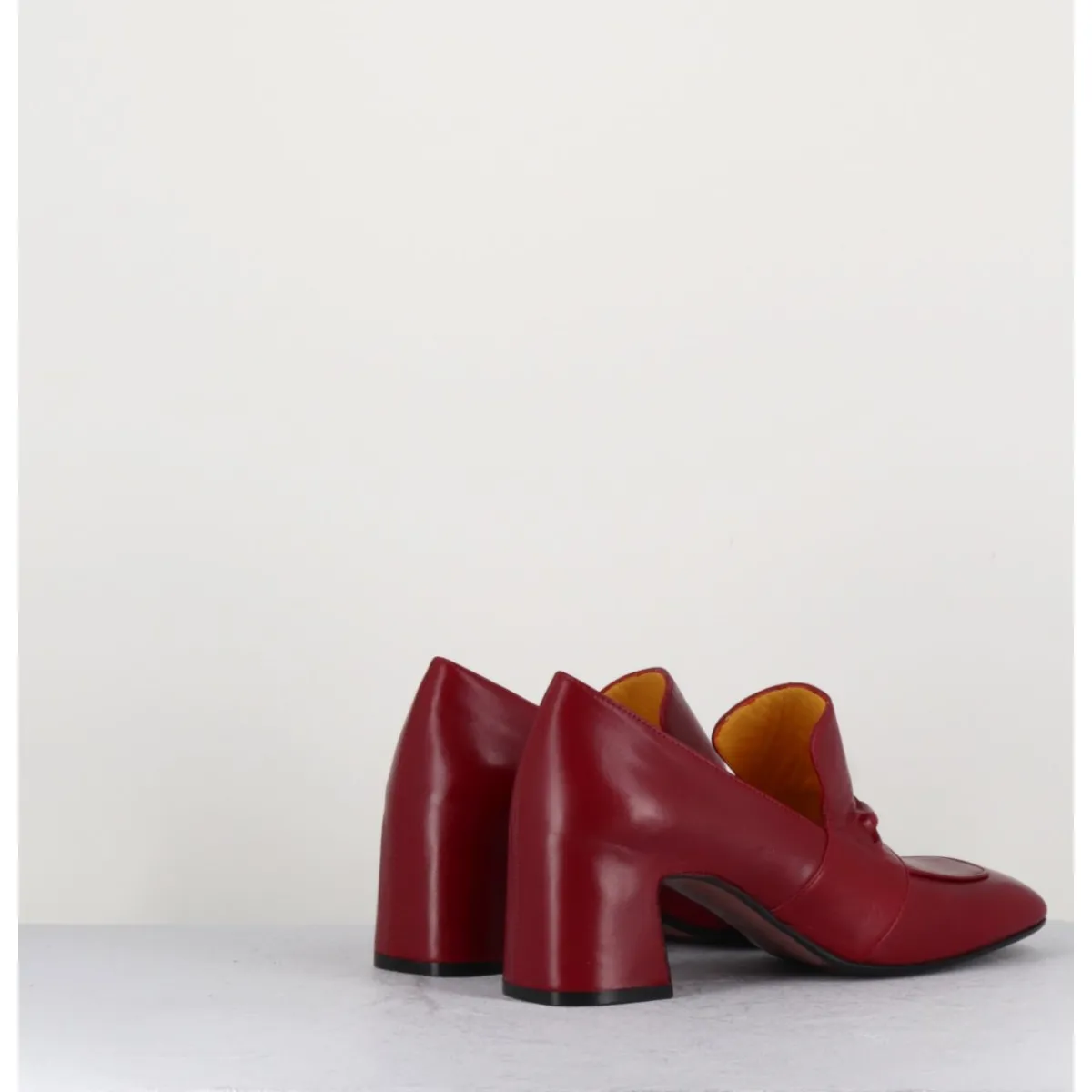 Mocassins | Chaussures^MARA BINI Mocassins à talon 70s en cuir bout carré - F511 SETA RED ROUGE