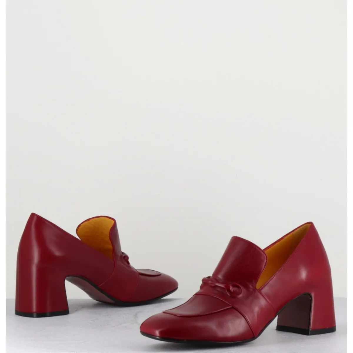 Mocassins | Chaussures^MARA BINI Mocassins à talon 70s en cuir bout carré - F511 SETA RED ROUGE
