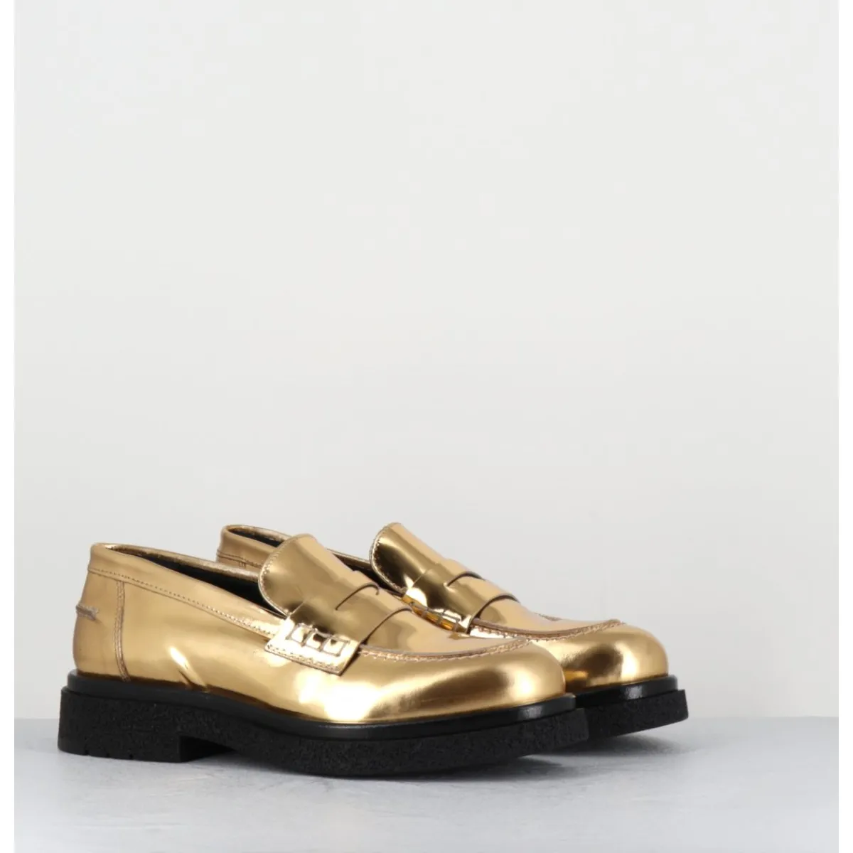 Mocassins | Chaussures^OA NON FASHION Mocassins en cuir glacé miroir or semelle légère - AL100 SUPERLUX ORO DORE