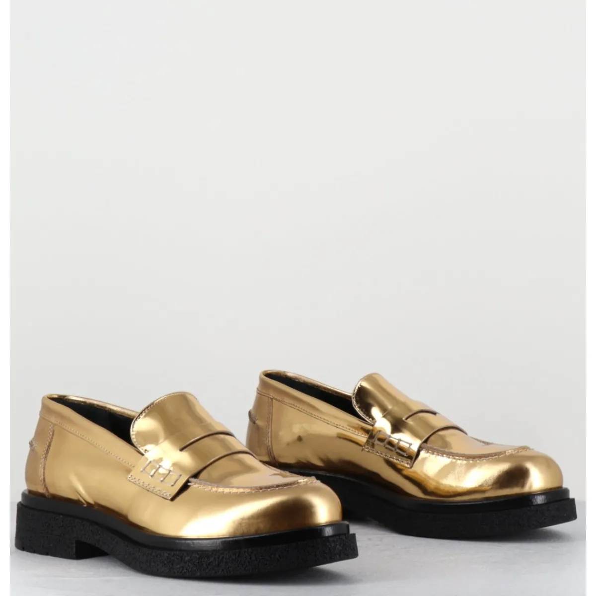 Mocassins | Chaussures^OA NON FASHION Mocassins en cuir glacé miroir or semelle légère - AL100 SUPERLUX ORO DORE