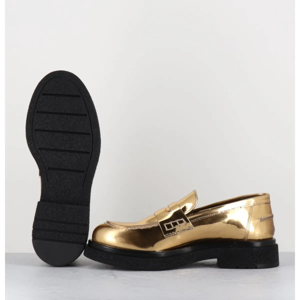 Mocassins | Chaussures^OA NON FASHION Mocassins en cuir glacé miroir or semelle légère - AL100 SUPERLUX ORO DORE