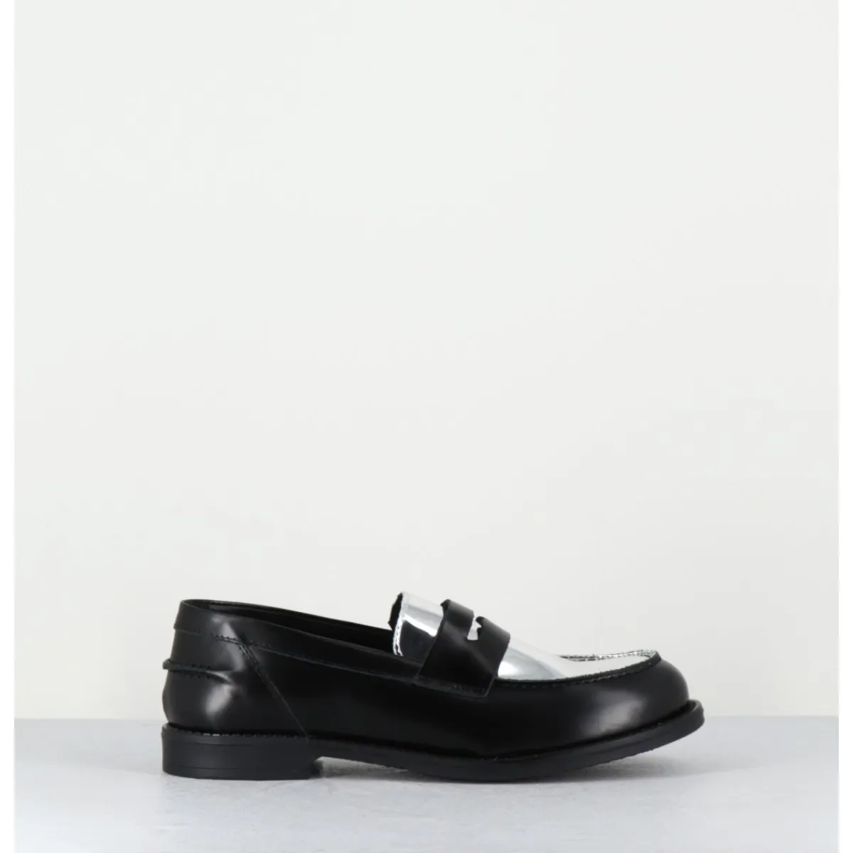 Mocassins | Chaussures^OA NON FASHION Mocassins en cuir glacé noir & argent - AL103 NERO ARGENTO