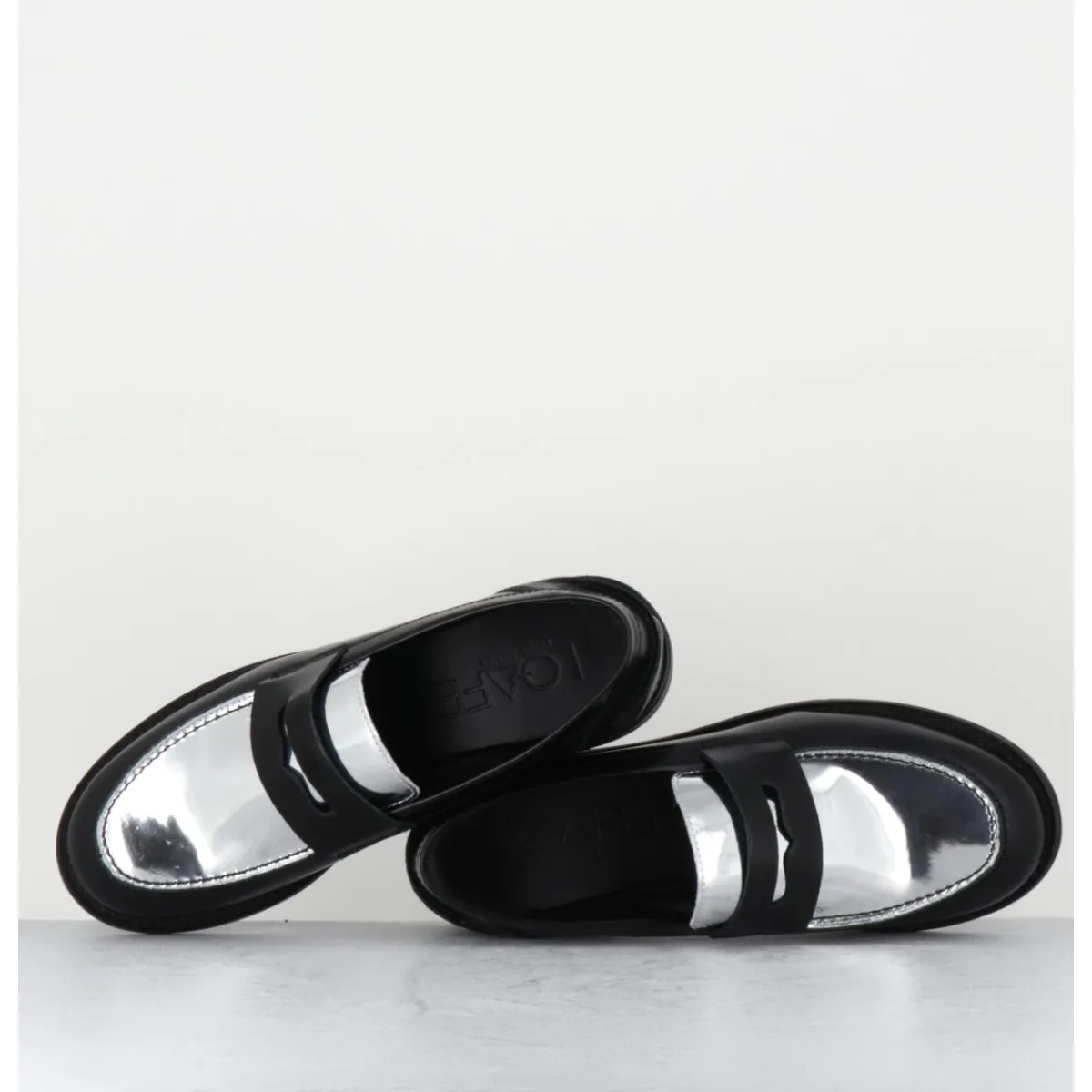 Mocassins | Chaussures^OA NON FASHION Mocassins en cuir glacé noir & argent - AL103 NERO ARGENTO