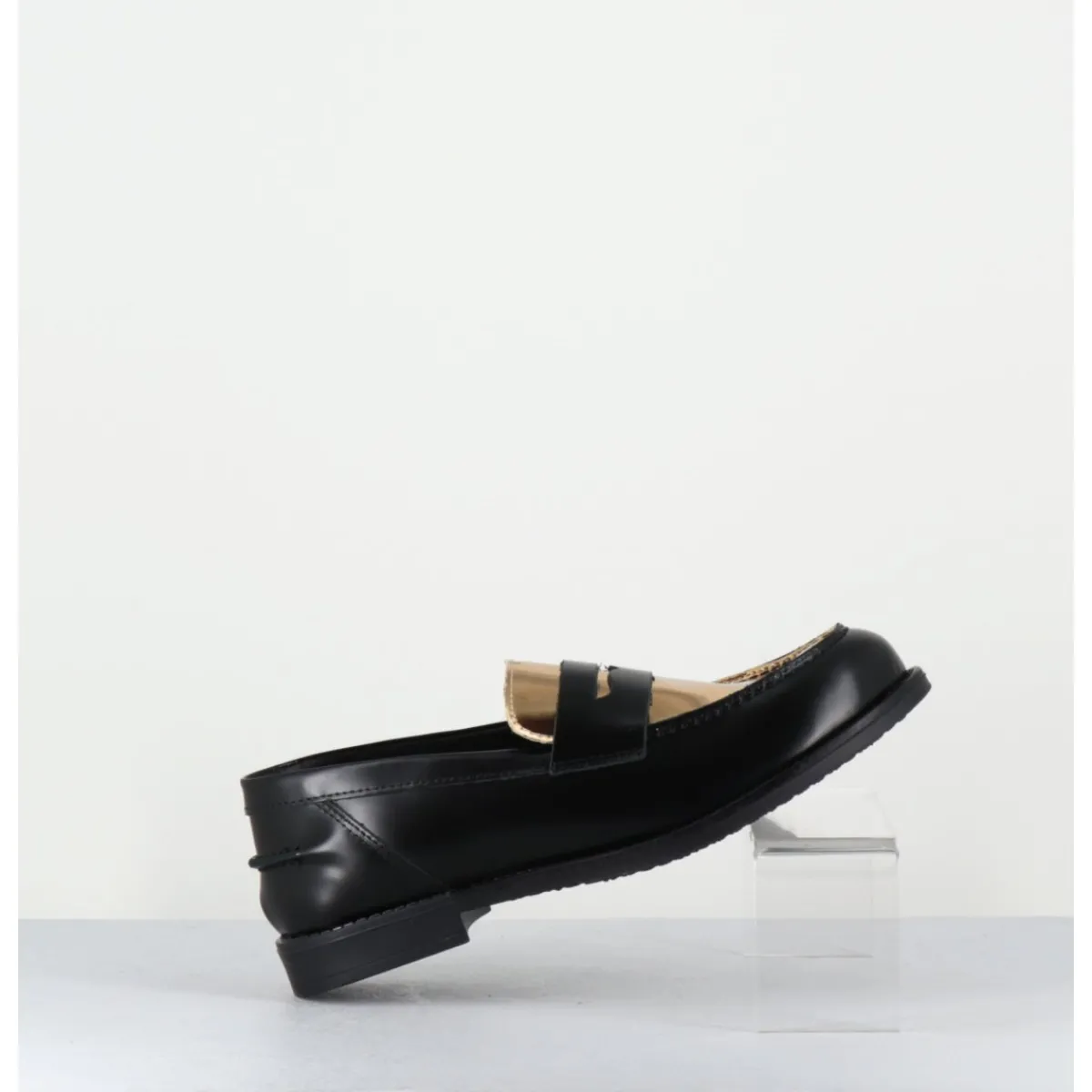 Mocassins | Chaussures^OA NON FASHION Mocassins en cuir glacé noir & or - AL103 NERO ORO