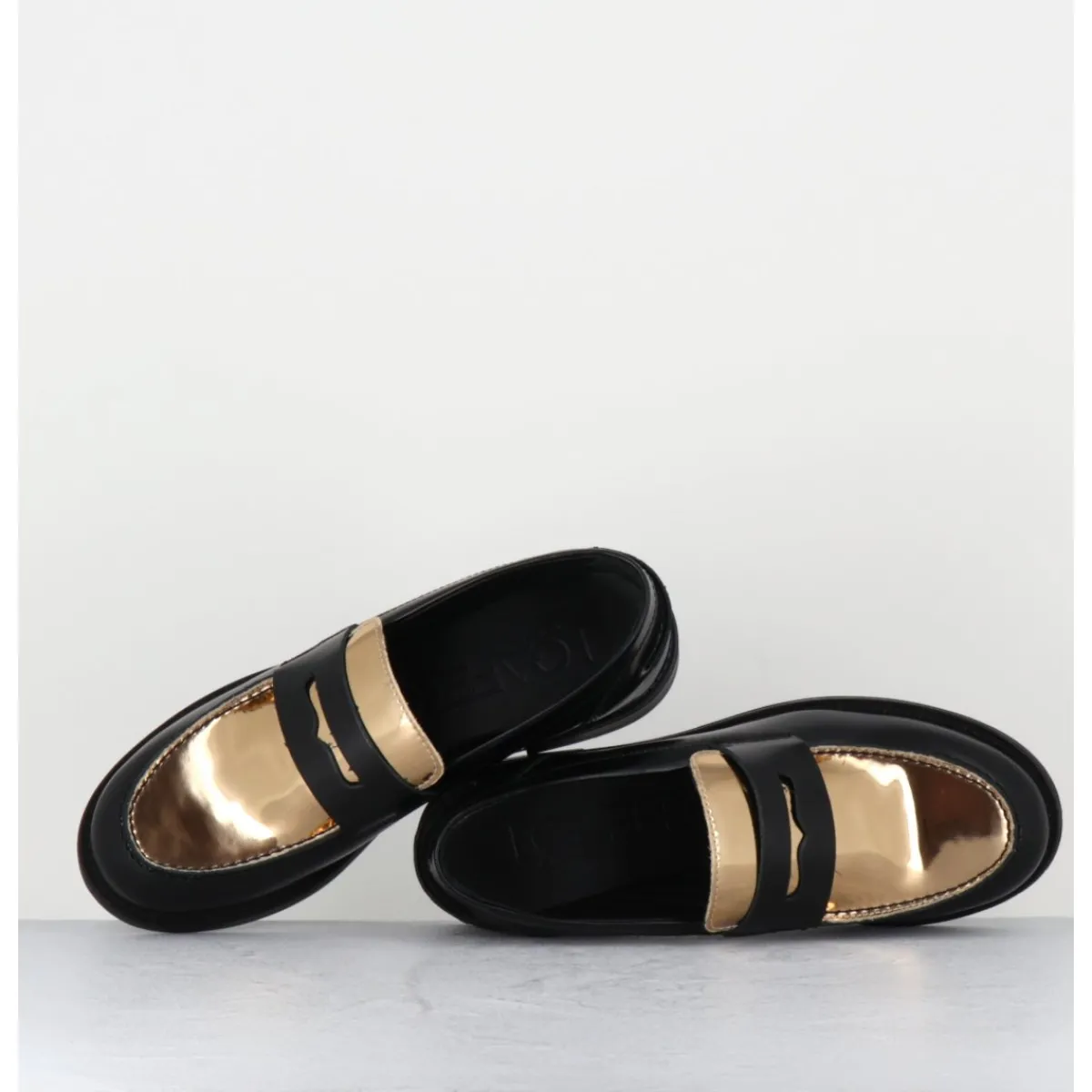 Mocassins | Chaussures^OA NON FASHION Mocassins en cuir glacé noir & or - AL103 NERO ORO