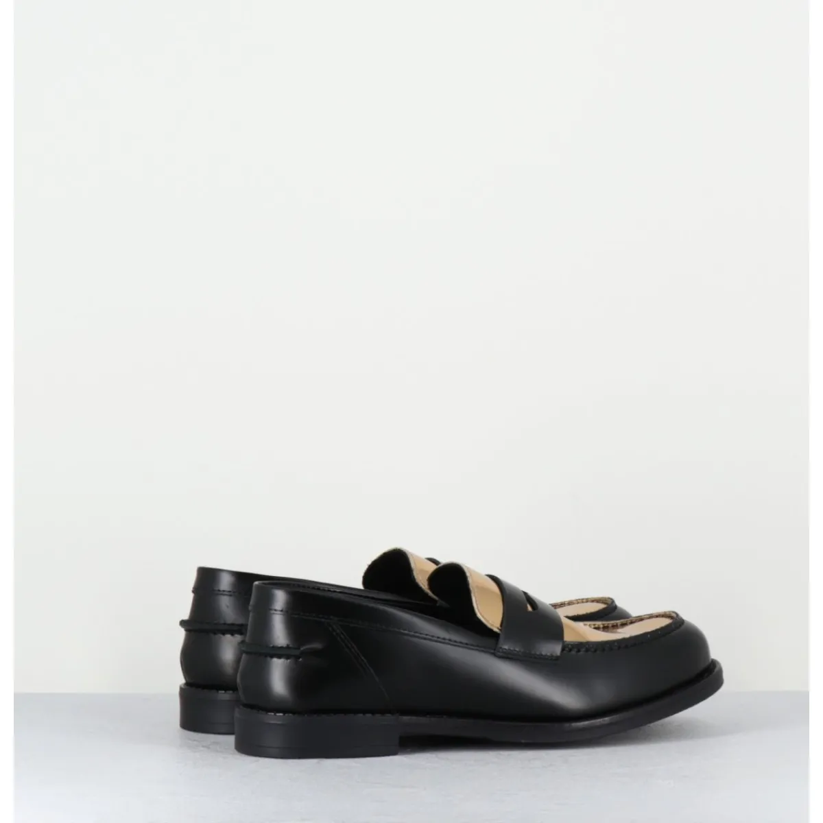 Mocassins | Chaussures^OA NON FASHION Mocassins en cuir glacé noir & or - AL103 NERO ORO