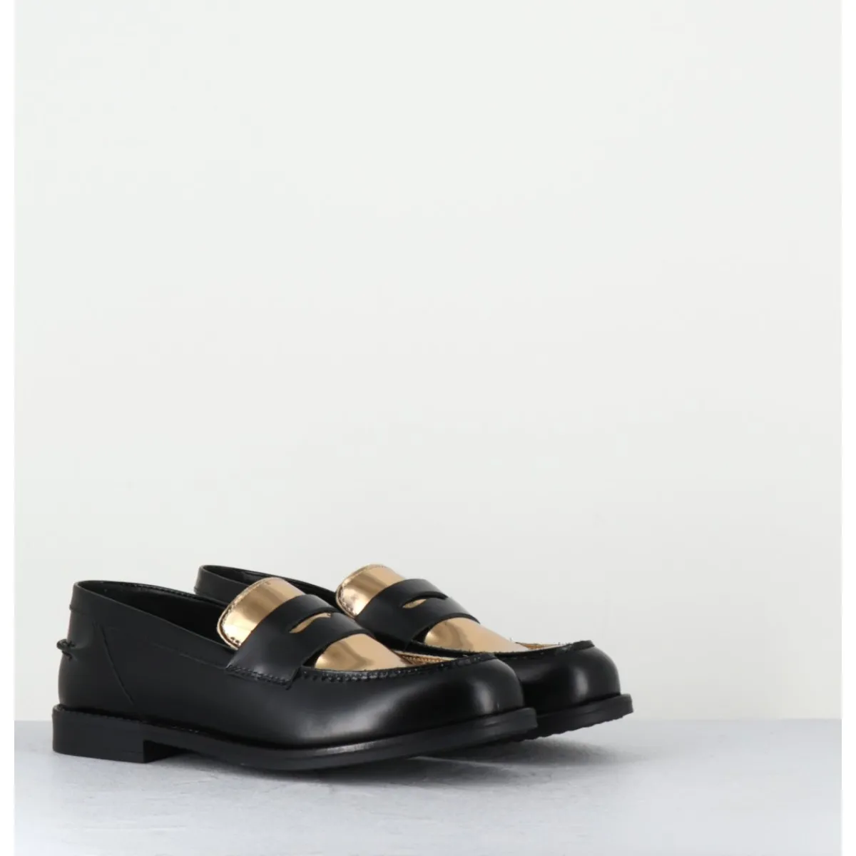 Mocassins | Chaussures^OA NON FASHION Mocassins en cuir glacé noir & or - AL103 NERO ORO