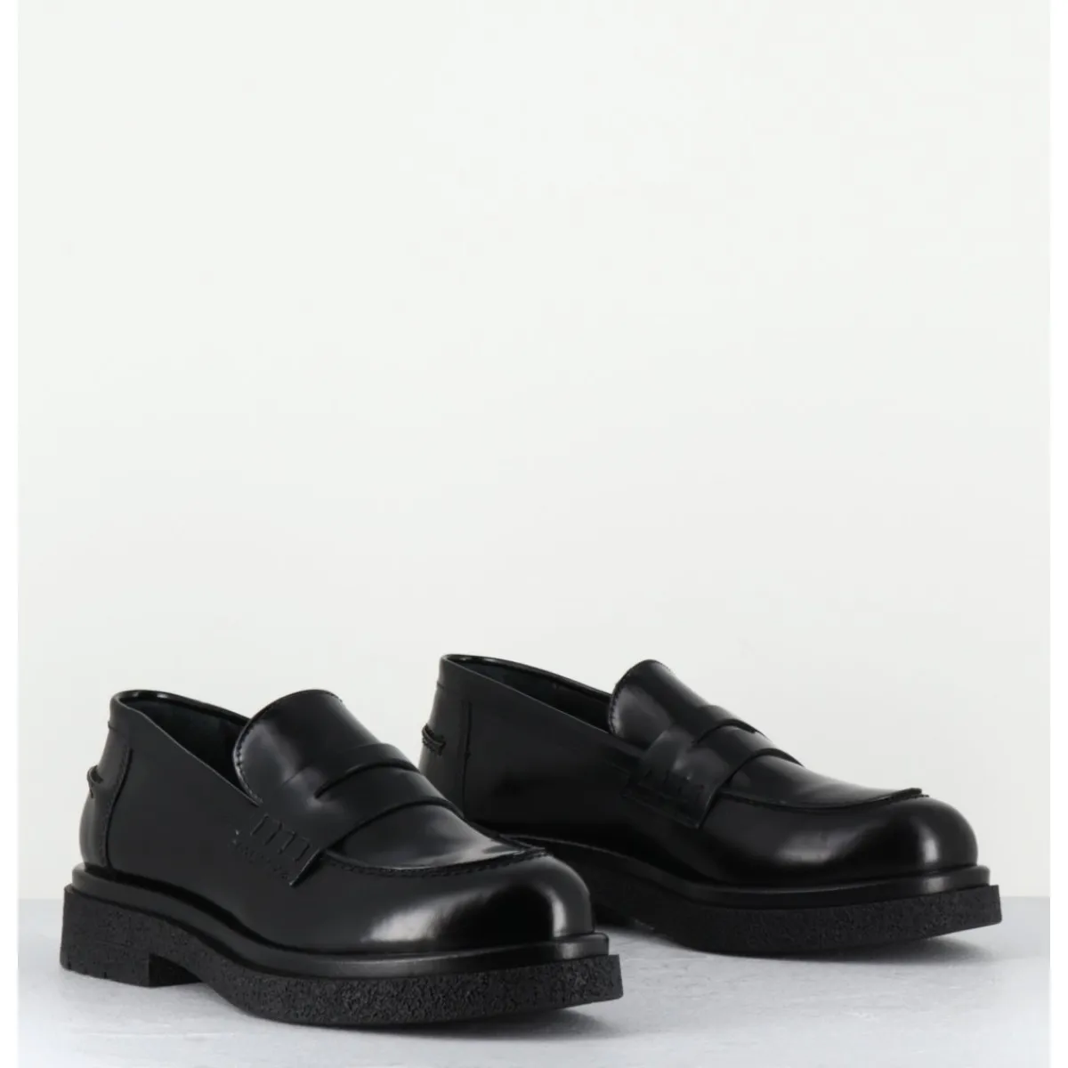 Mocassins | Chaussures^OA NON FASHION Mocassins en cuir glacé semelle légère - AL100 ABRASIVATO NERO NOIR