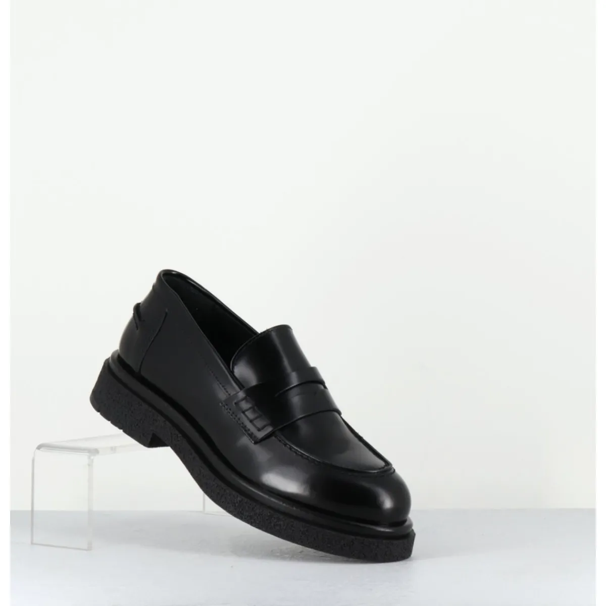 Mocassins | Chaussures^OA NON FASHION Mocassins en cuir glacé semelle légère - AL100 ABRASIVATO NERO NOIR