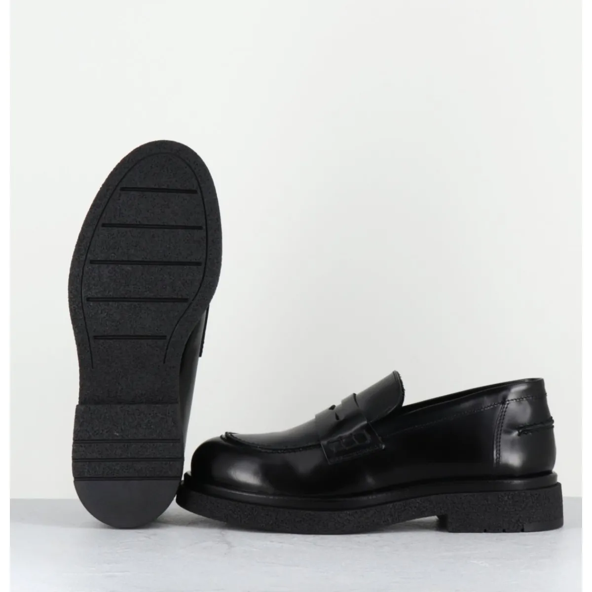 Mocassins | Chaussures^OA NON FASHION Mocassins en cuir glacé semelle légère - AL100 ABRASIVATO NERO NOIR