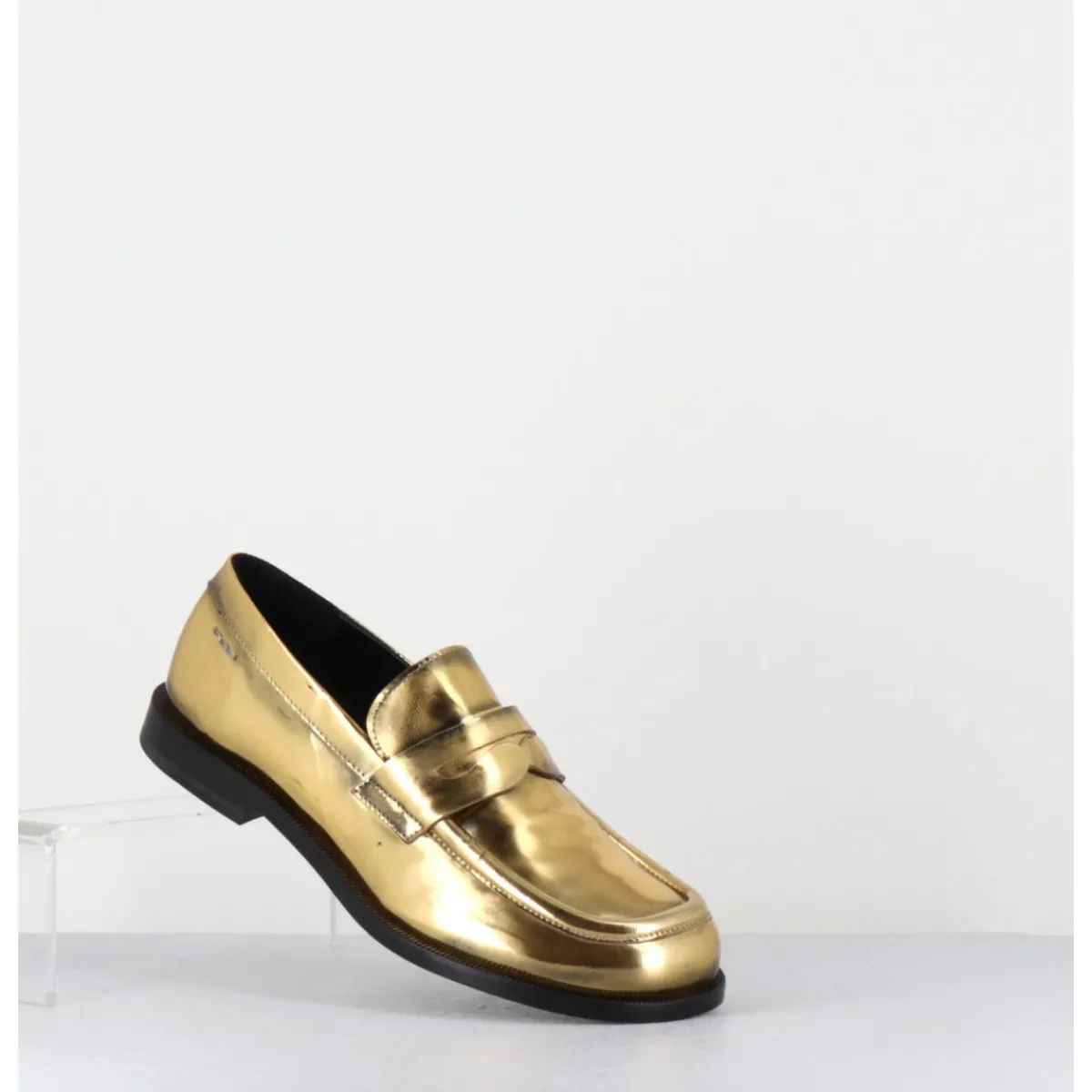 Mocassins | Chaussures^HOTTO Mocassins en cuir glacé or brossé bout asymétrique - 66606 LUX ORO DORE