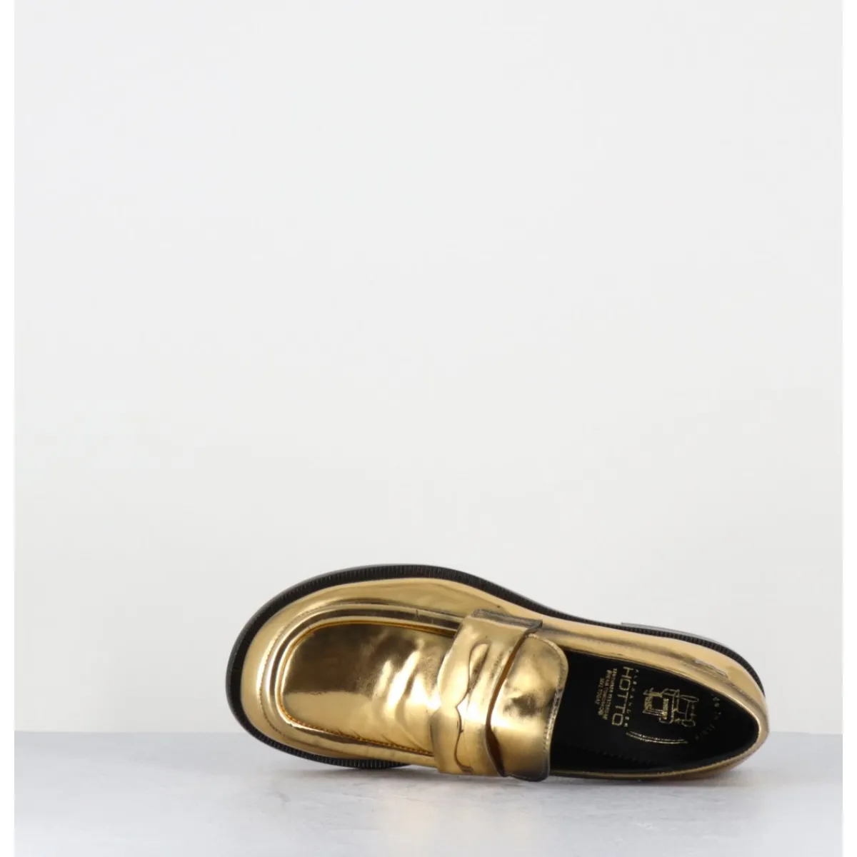 Mocassins | Chaussures^HOTTO Mocassins en cuir glacé or brossé bout asymétrique - 66606 LUX ORO DORE