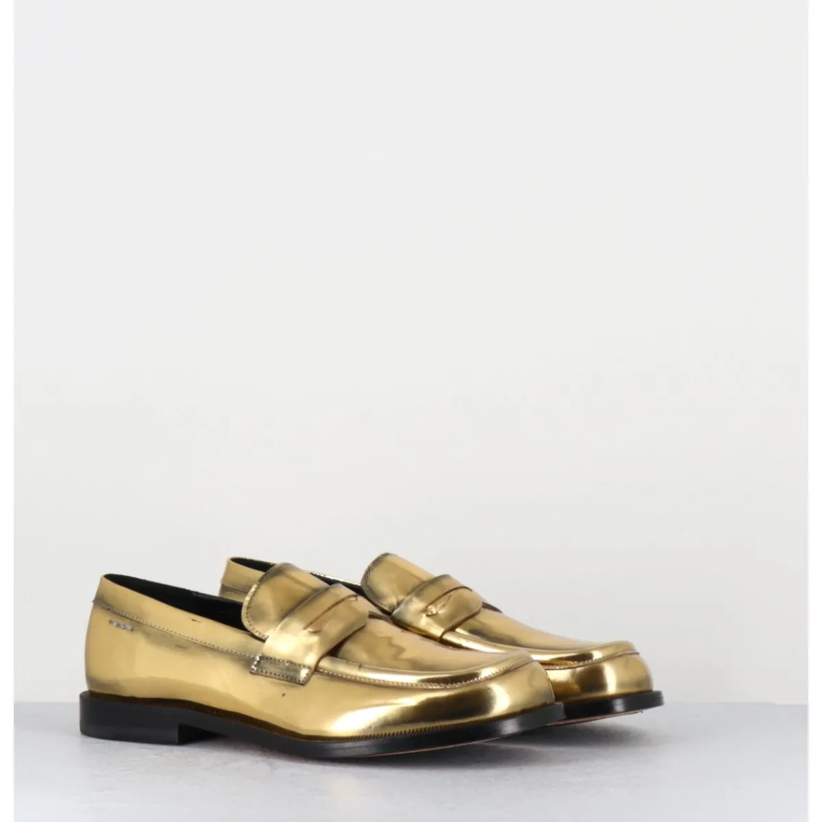 Mocassins | Chaussures^HOTTO Mocassins en cuir glacé or brossé bout asymétrique - 66606 LUX ORO DORE