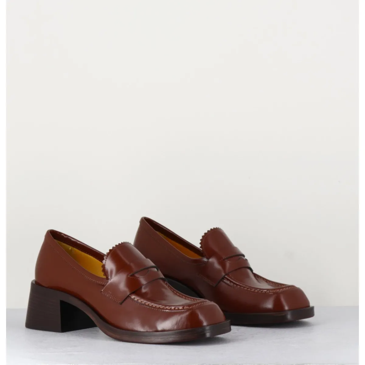 Mocassins^MARA BINI Mocassins en cuir marron - R271M MOUSSE CUOIO COGNAC