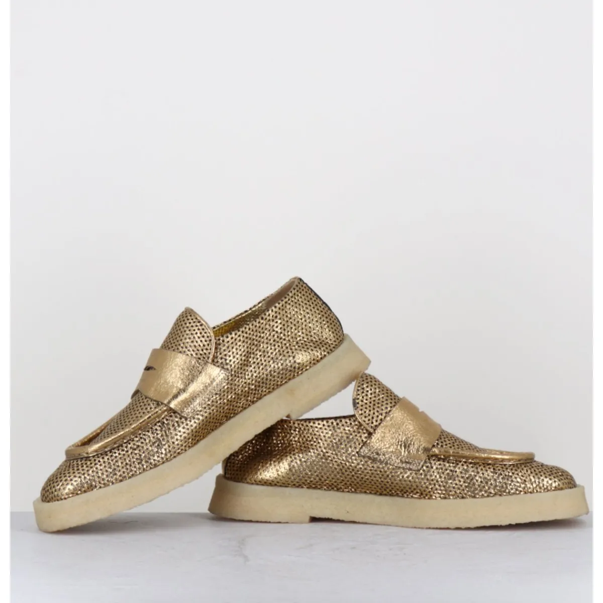 Mocassins | Chaussures^ROCCO P Mocassins en cuir métallisé doré & crêpe - 10816 TERENZ MEKONG DORE
