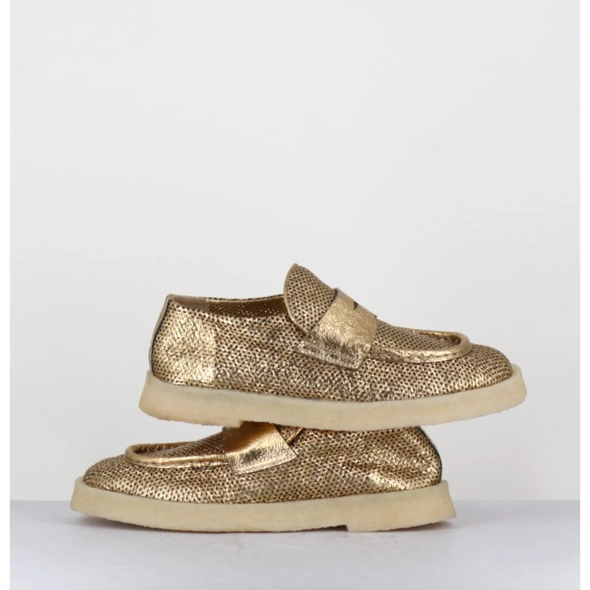 Mocassins | Chaussures^ROCCO P Mocassins en cuir métallisé doré & crêpe - 10816 TERENZ MEKONG DORE