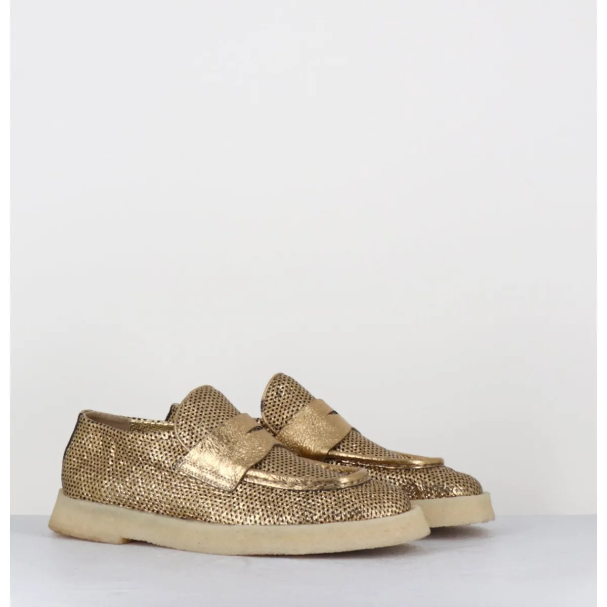 Mocassins | Chaussures^ROCCO P Mocassins en cuir métallisé doré & crêpe - 10816 TERENZ MEKONG DORE