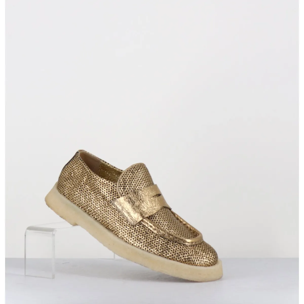 Mocassins | Chaussures^ROCCO P Mocassins en cuir métallisé doré & crêpe - 10816 TERENZ MEKONG DORE