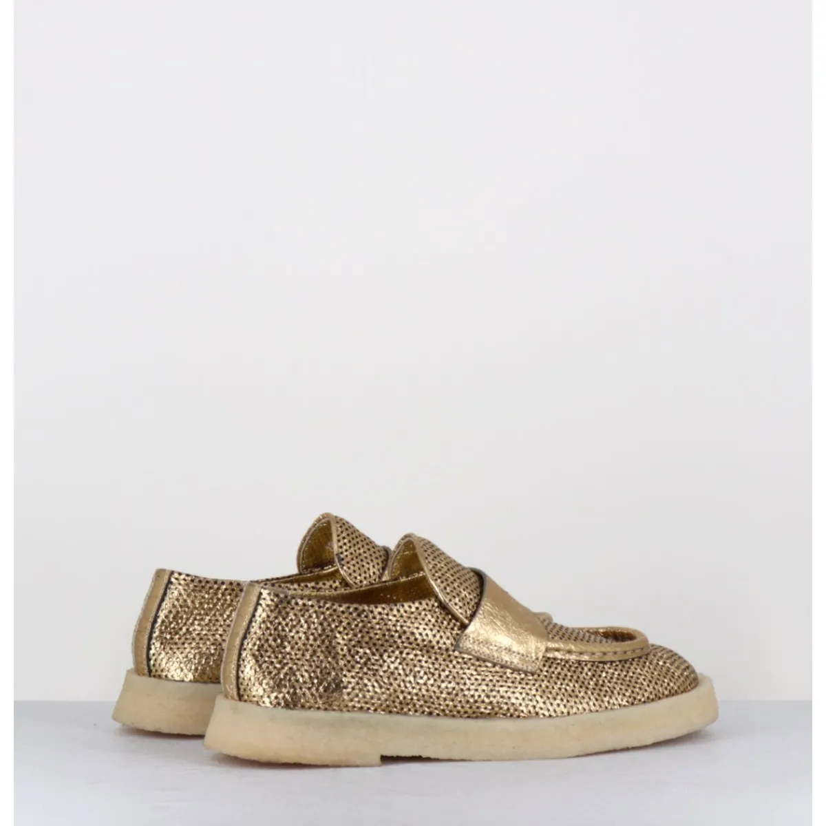 Mocassins | Chaussures^ROCCO P Mocassins en cuir métallisé doré & crêpe - 10816 TERENZ MEKONG DORE