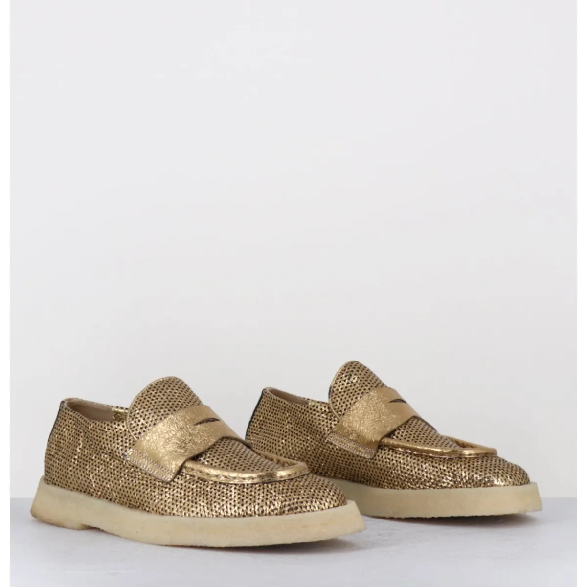 Mocassins | Chaussures^ROCCO P Mocassins en cuir métallisé doré & crêpe - 10816 TERENZ MEKONG DORE