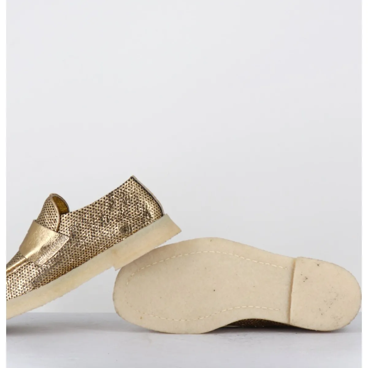 Mocassins | Chaussures^ROCCO P Mocassins en cuir métallisé doré & crêpe - 10816 TERENZ MEKONG DORE