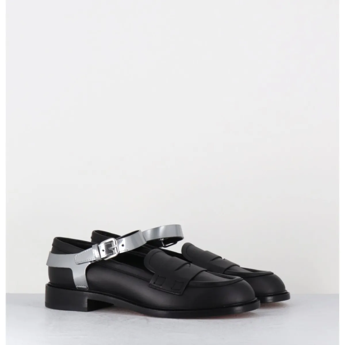 Mocassins | Chaussures^AGL Mocassins en cuir & bride harnais argent - OLIVIA NERO SILVER NOIR