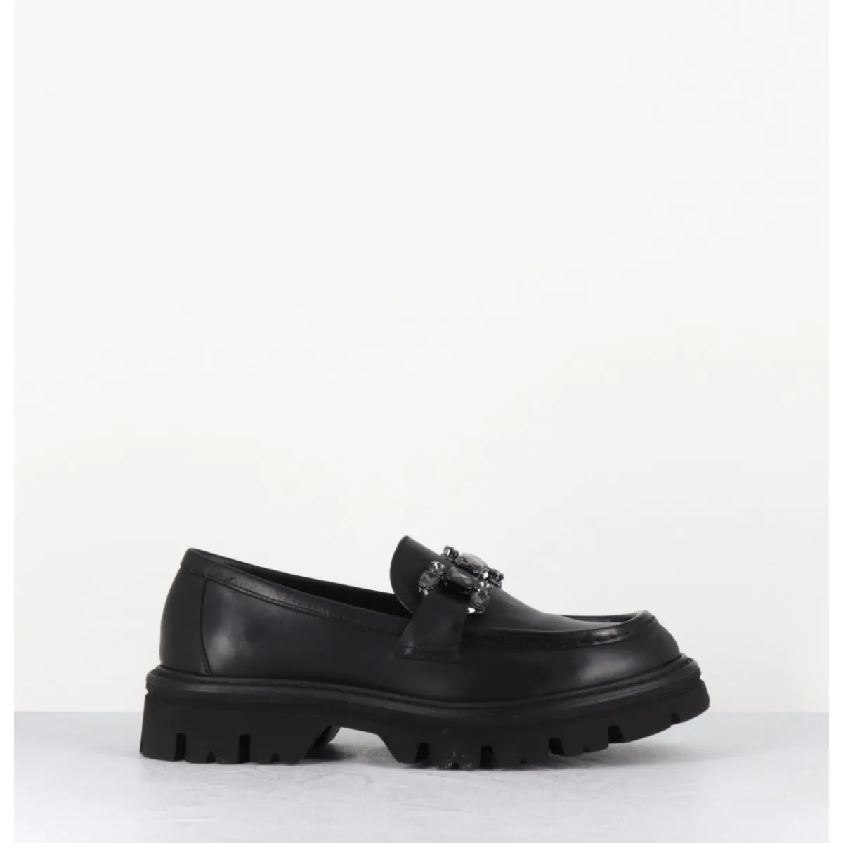 Mocassins^MARA BINI Mocassins en cuir souple semelle épaisse & bijoux - W201465 RACE NERO NOIR