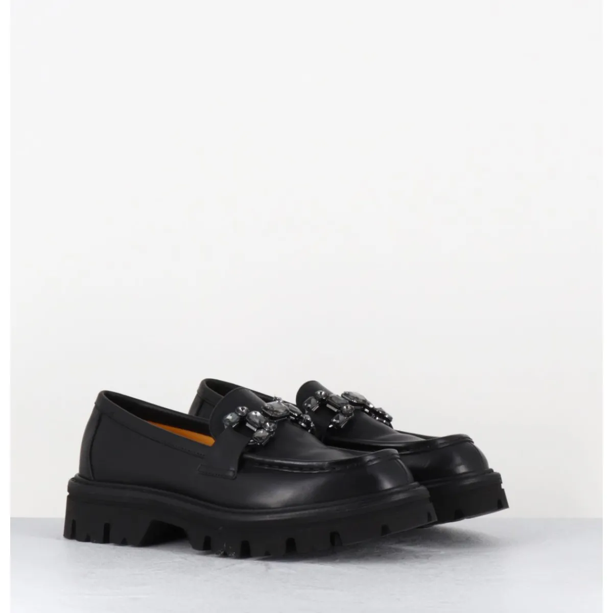 Mocassins^MARA BINI Mocassins en cuir souple semelle épaisse & bijoux - W201465 RACE NERO NOIR