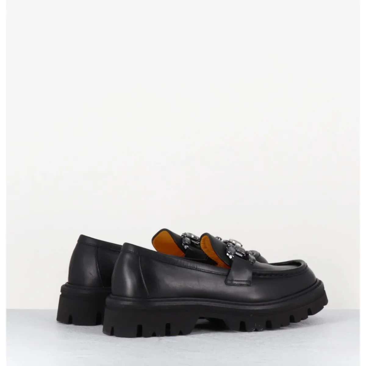 Mocassins^MARA BINI Mocassins en cuir souple semelle épaisse & bijoux - W201465 RACE NERO NOIR