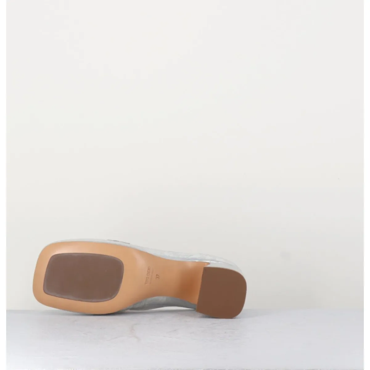 Mocassins^MARA BINI Mocassins petit talon en cuir & mors doré - Q167 VINTAGE SILVER ARGENT