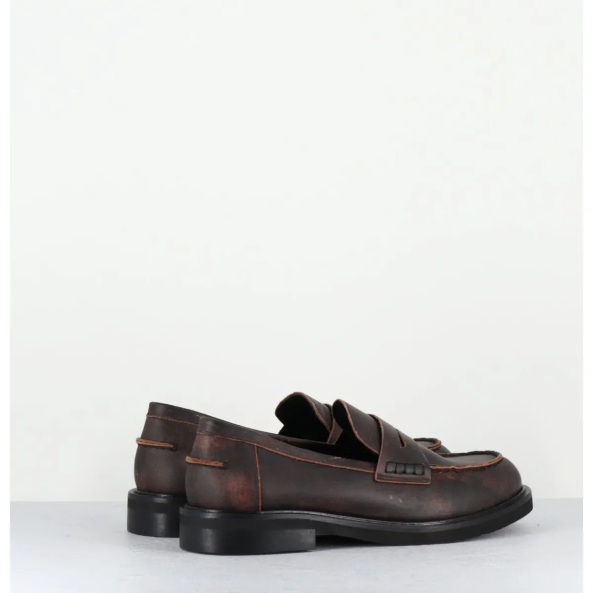 Mocassins | Chaussures^GARRICE LAB Mocassins plats à bout rond en cuir cuir effet vintage - CHINO SOUL MERINGA MARRON