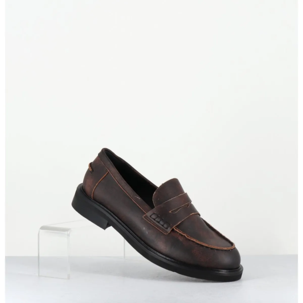 Mocassins | Chaussures^GARRICE LAB Mocassins plats à bout rond en cuir cuir effet vintage - CHINO SOUL MERINGA MARRON