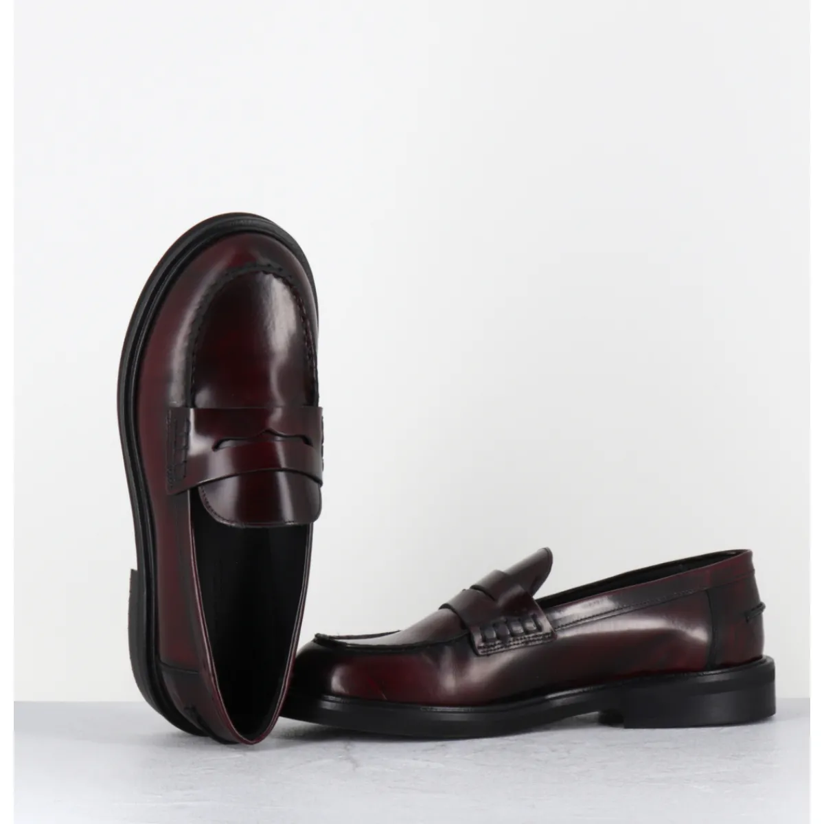 Mocassins | Chaussures^GARRICE LAB Mocassins plats à bout rond en cuir glacé x - CHINO ASPORT BORDO BORDEAU