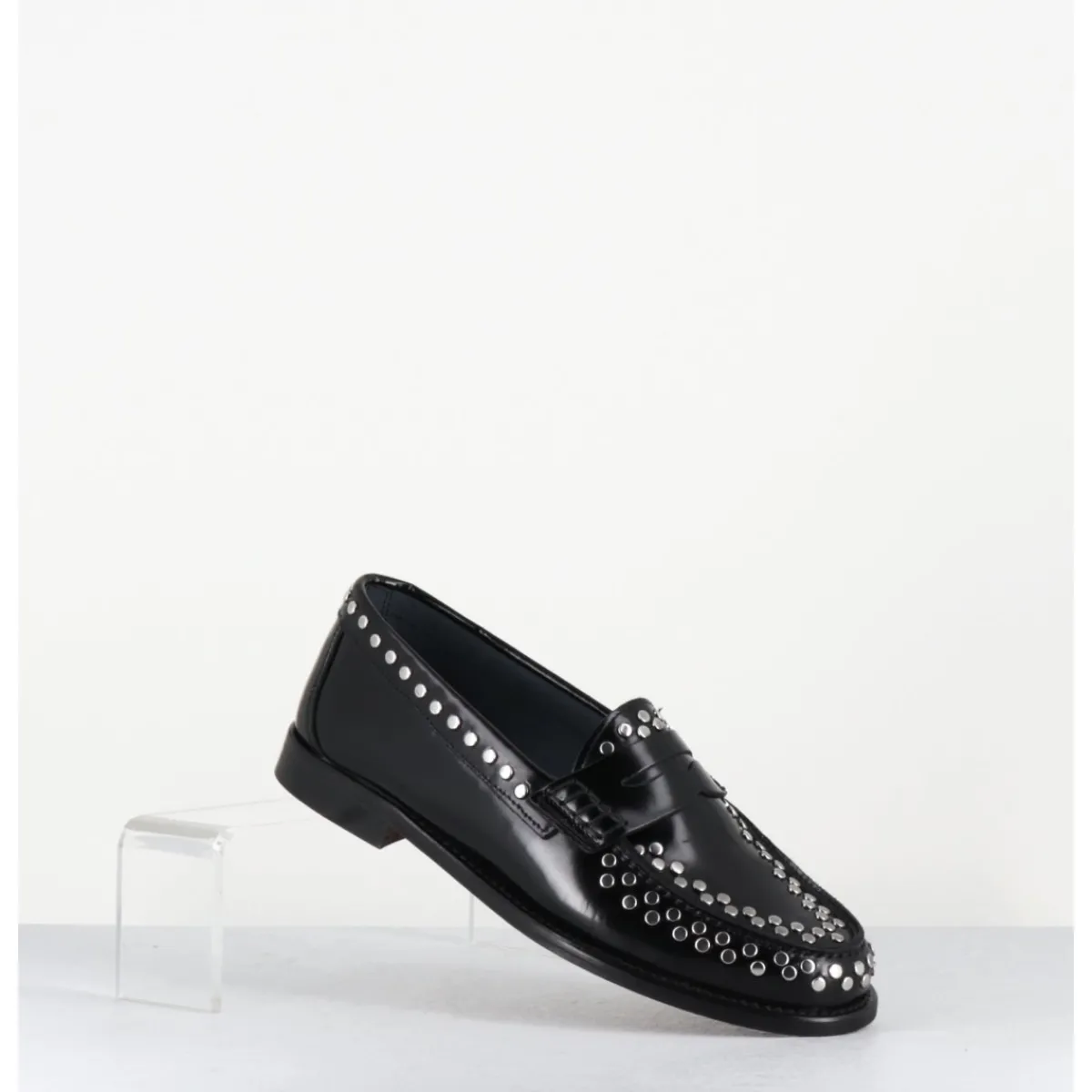 Mocassins | Chaussures^GARRICE LAB Mocassins plats en cuir glacé & rivets argent - TORE ABRA NERO NOIR