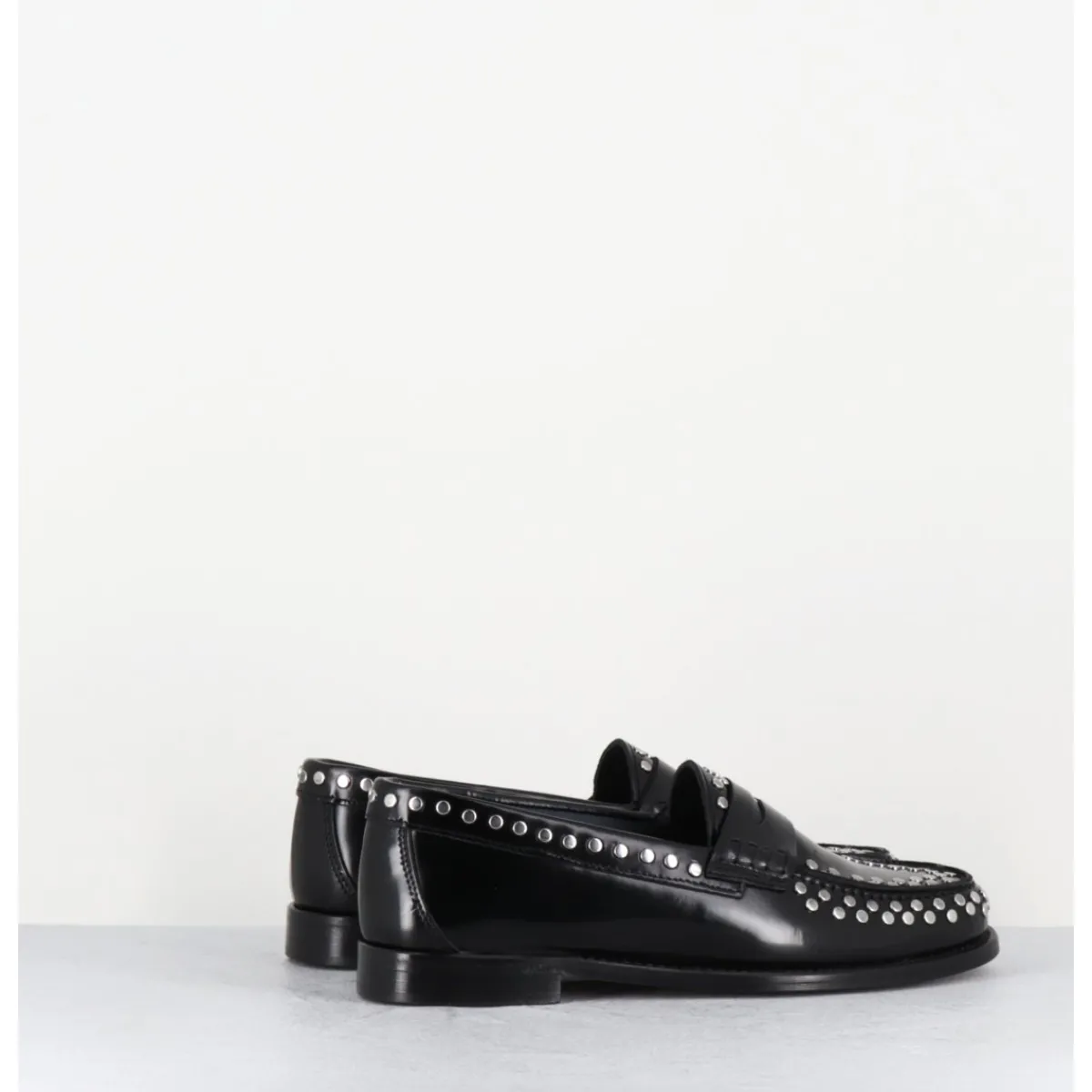 Mocassins | Chaussures^GARRICE LAB Mocassins plats en cuir glacé & rivets argent - TORE ABRA NERO NOIR