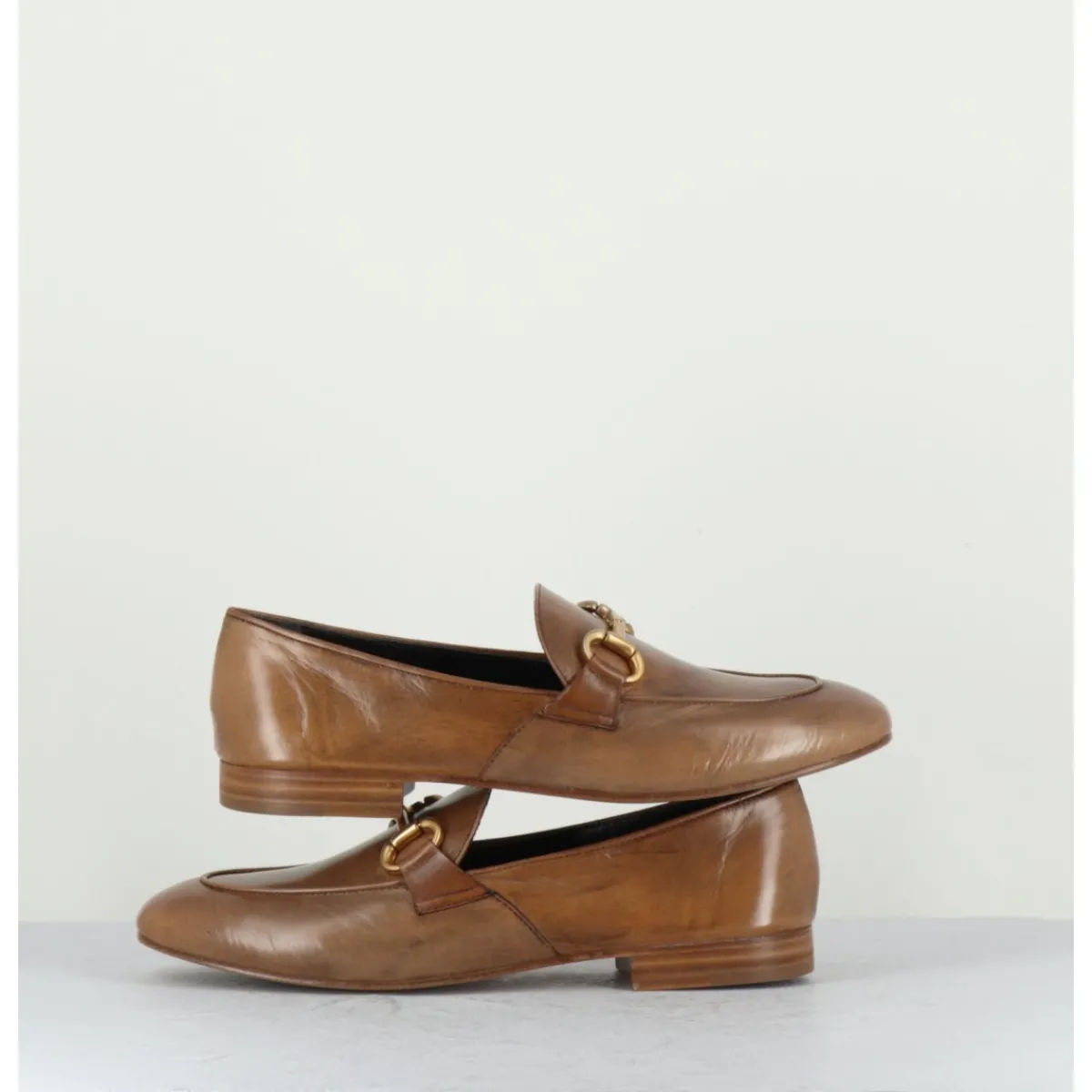Mocassins | Chaussures^MARA BINI Mocassins plats en cuir souple & mors doré - N125 CUOIO CAMEL