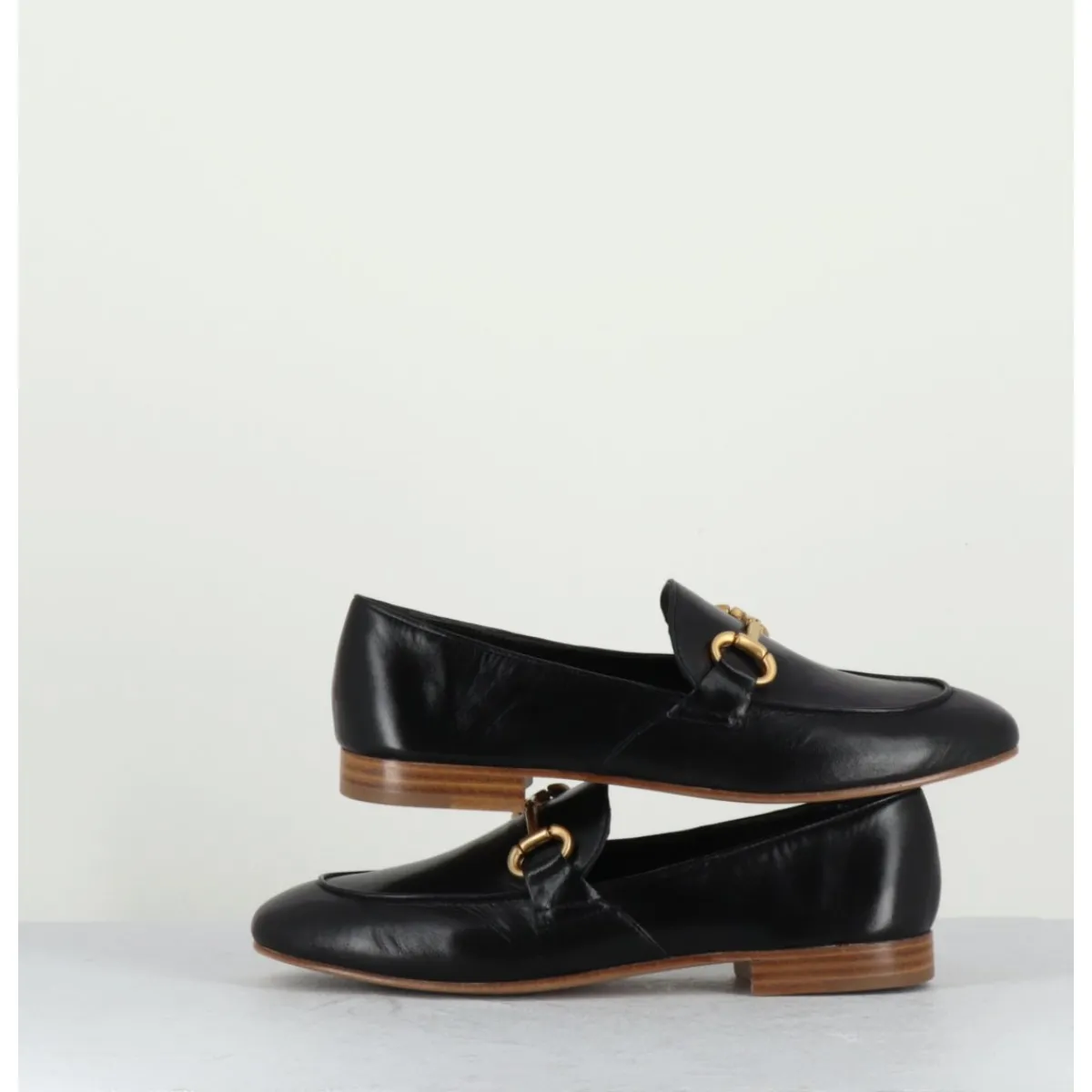 Mocassins | Chaussures^MARA BINI Mocassins plats en cuir souple & mors doré - N125 NERO NOIR
