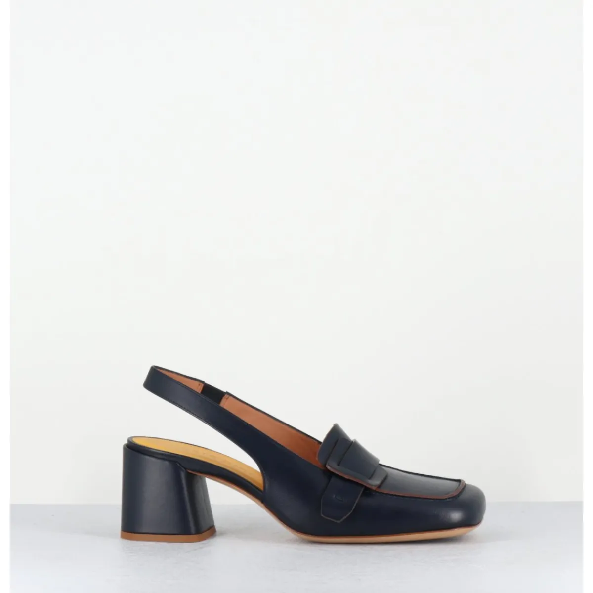 Mocassins | Chaussures^MARA BINI Mocassins slingback à talon en cuir nuit 70s - S242234 REMUVE BLU BLEU