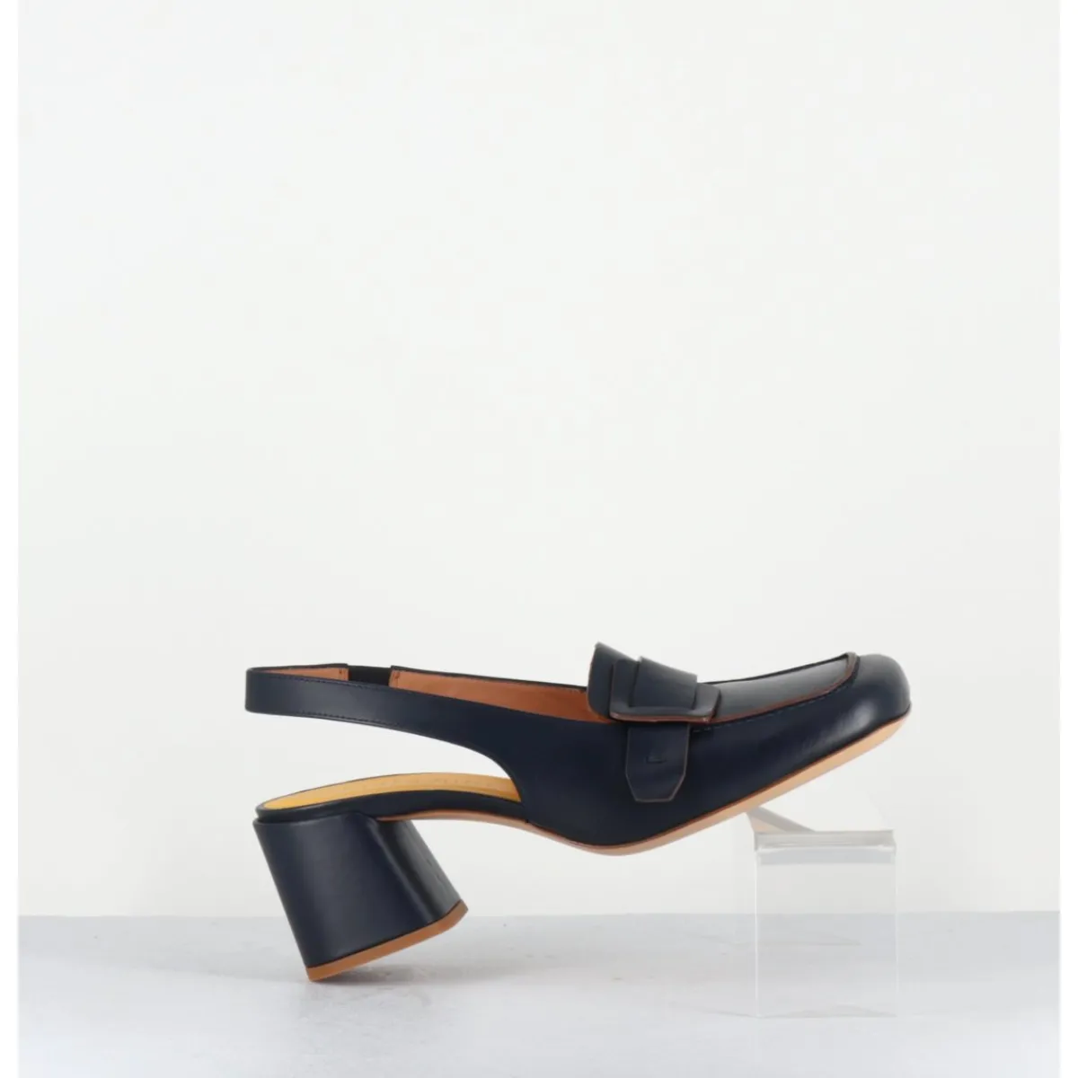 Mocassins | Chaussures^MARA BINI Mocassins slingback à talon en cuir nuit 70s - S242234 REMUVE BLU BLEU