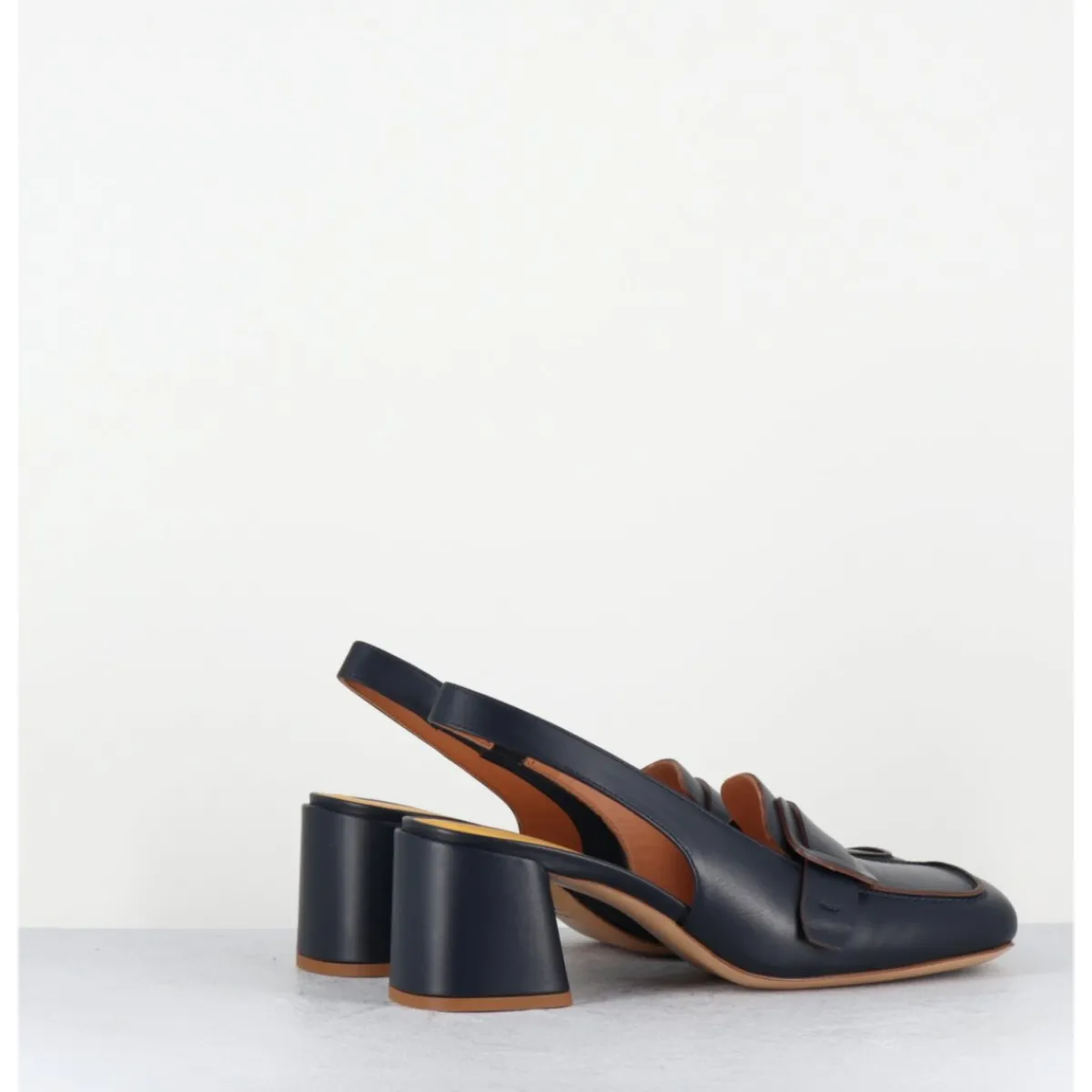 Mocassins | Chaussures^MARA BINI Mocassins slingback à talon en cuir nuit 70s - S242234 REMUVE BLU BLEU