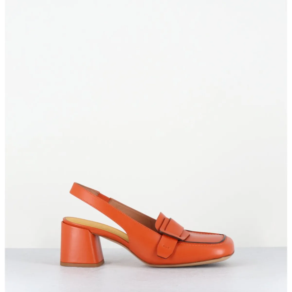 Mocassins | Chaussures^MARA BINI Mocassins slingback à talon en cuir orangé 70s - S242234 REMUVE ORANGE