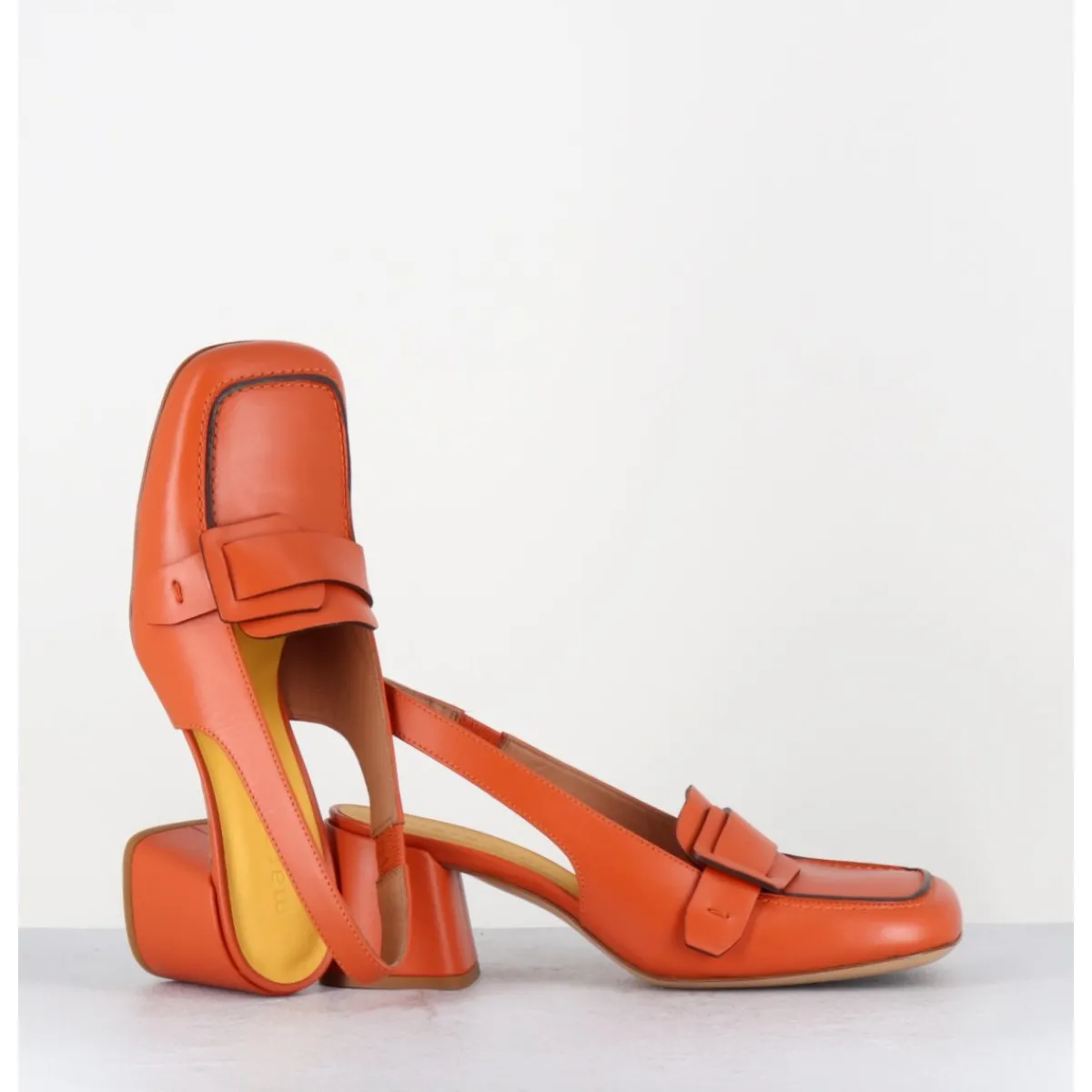 Mocassins | Chaussures^MARA BINI Mocassins slingback à talon en cuir orangé 70s - S242234 REMUVE ORANGE