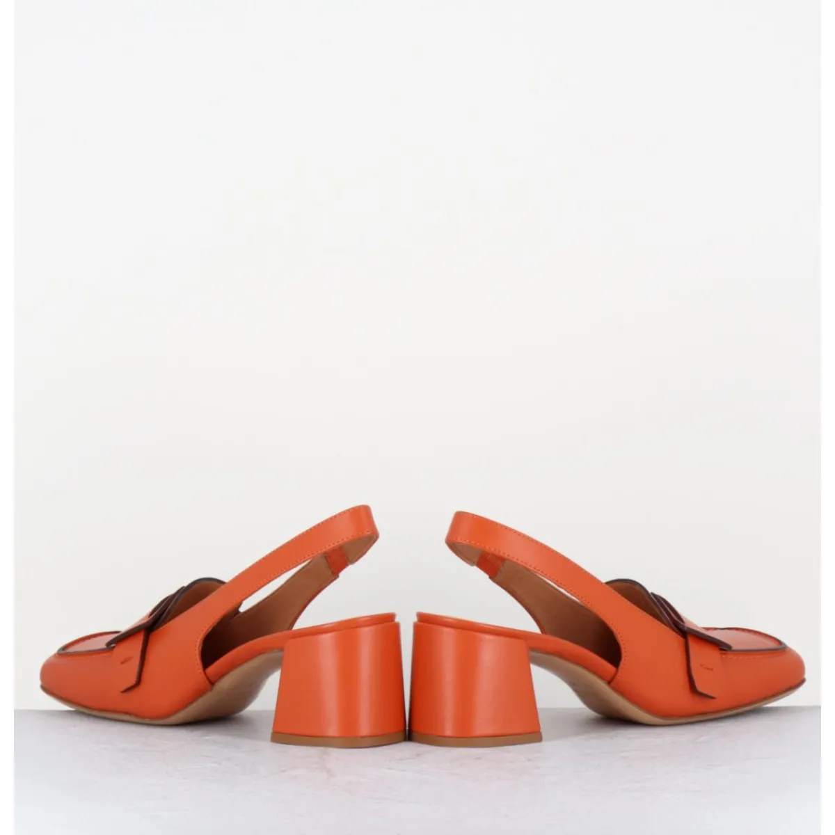 Mocassins | Chaussures^MARA BINI Mocassins slingback à talon en cuir orangé 70s - S242234 REMUVE ORANGE