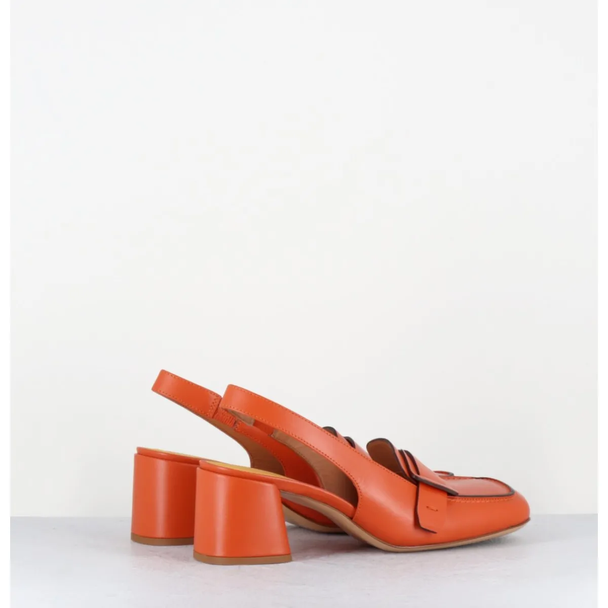 Mocassins | Chaussures^MARA BINI Mocassins slingback à talon en cuir orangé 70s - S242234 REMUVE ORANGE