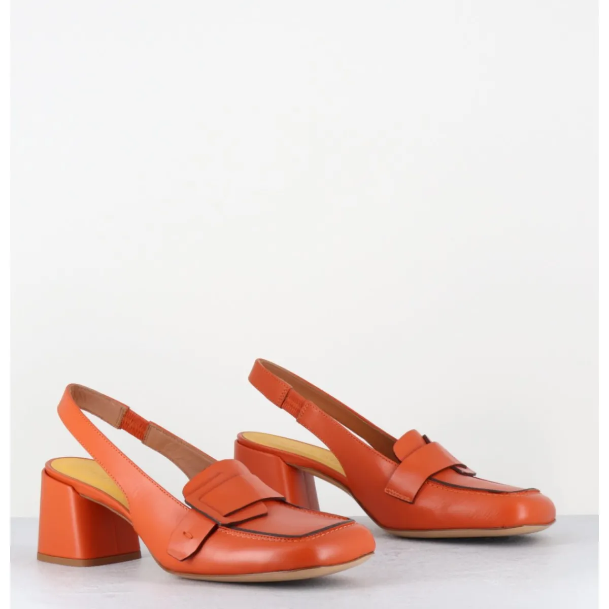 Mocassins | Chaussures^MARA BINI Mocassins slingback à talon en cuir orangé 70s - S242234 REMUVE ORANGE