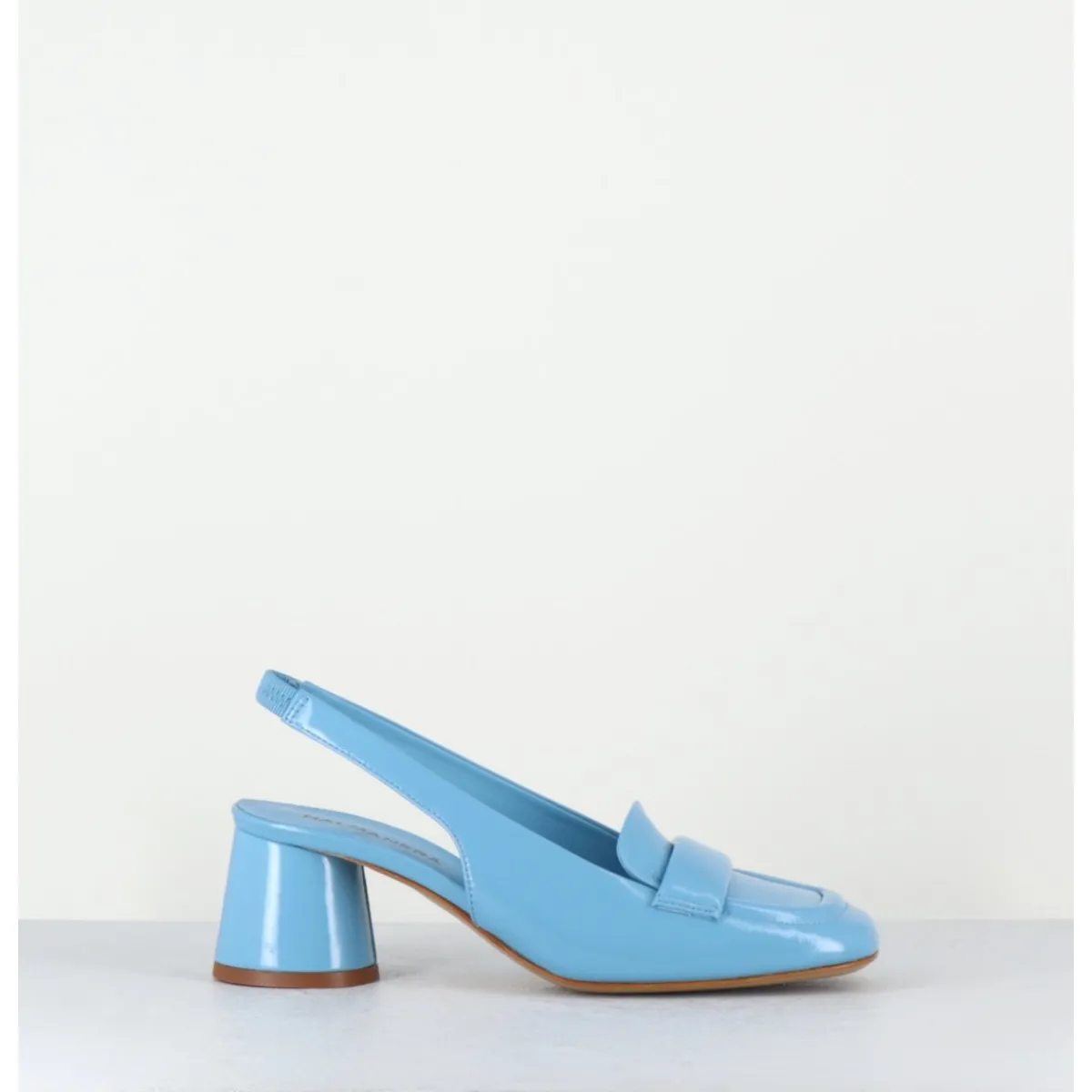 Mocassins^HALMANERA Mocassins slingback en cuir ciel petit talon - CALA25 GLAZE CELESTE BLEU