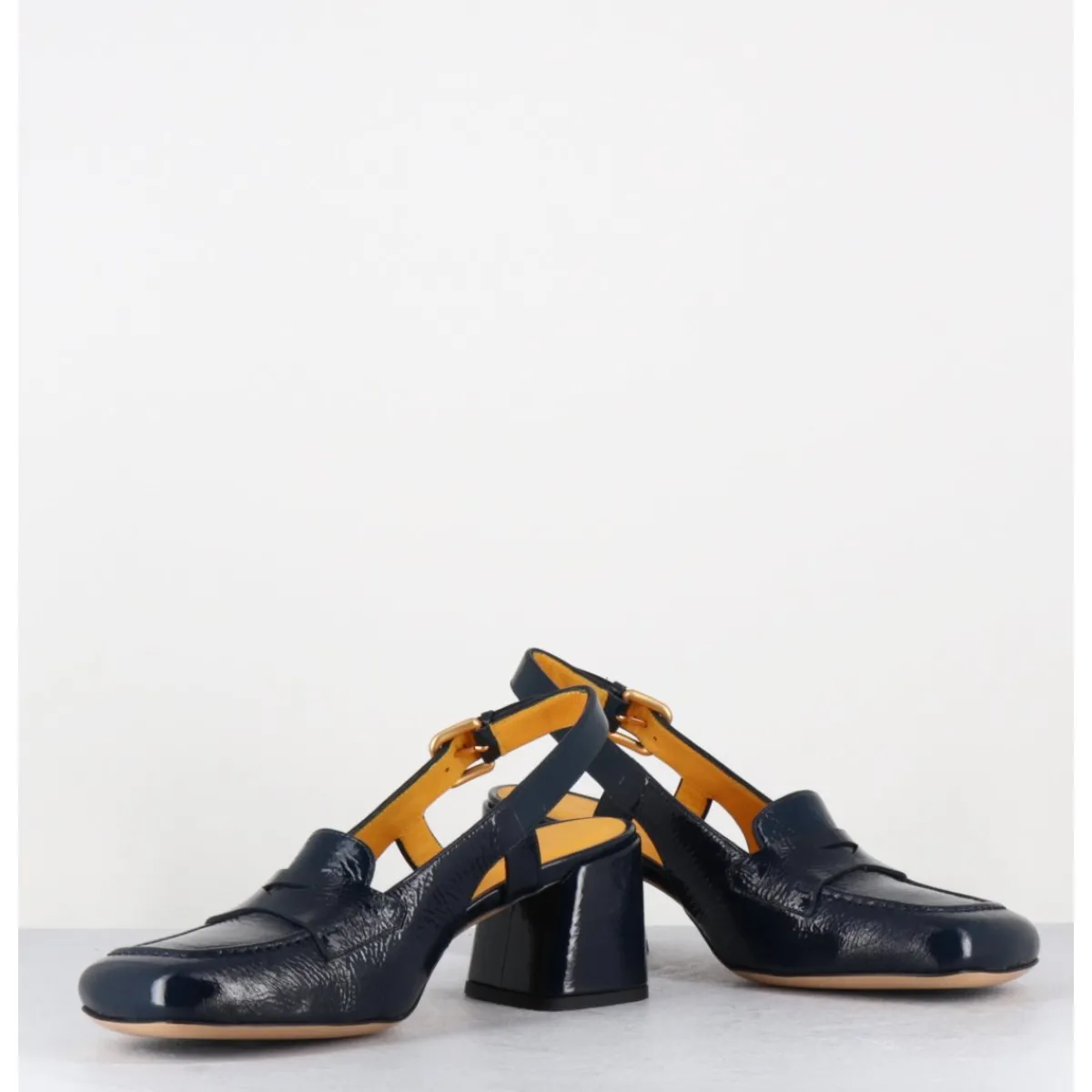 Mocassins | Chaussures^MARA BINI Mocassins slingback en naplak marine petit talon - S242233 NAPLAK BLU BLEU