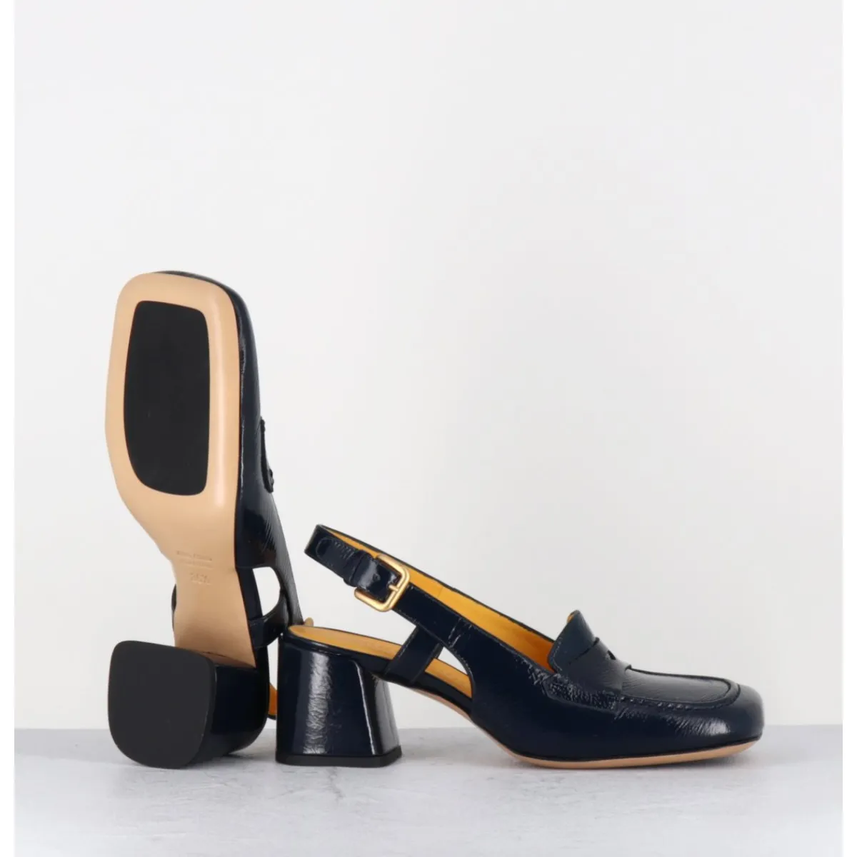 Mocassins | Chaussures^MARA BINI Mocassins slingback en naplak marine petit talon - S242233 NAPLAK BLU BLEU