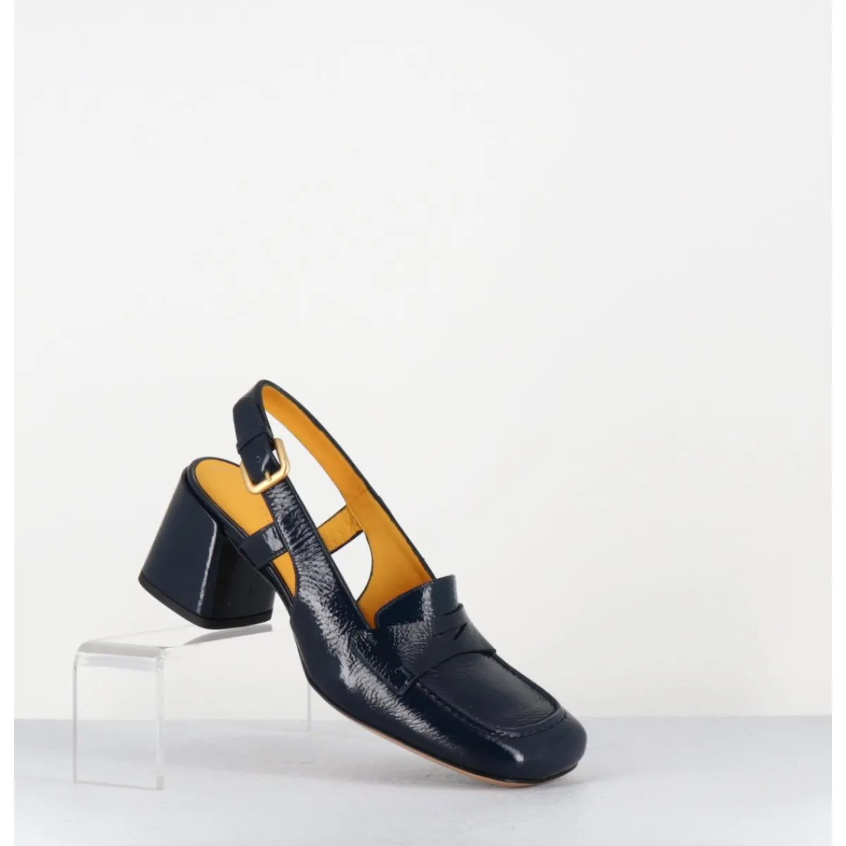 Mocassins | Chaussures^MARA BINI Mocassins slingback en naplak marine petit talon - S242233 NAPLAK BLU BLEU