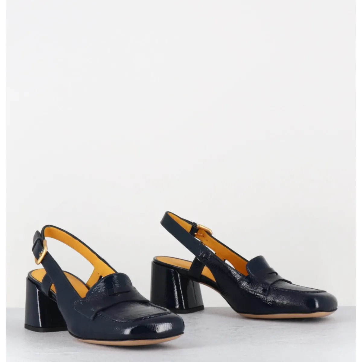 Mocassins | Chaussures^MARA BINI Mocassins slingback en naplak marine petit talon - S242233 NAPLAK BLU BLEU